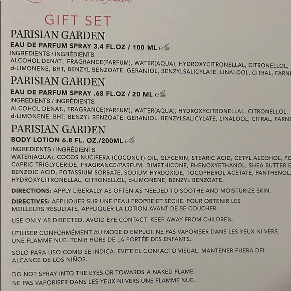 Catherine Malandrino Parisian Garden Moisturizer & Body Oil Set - Pink and White